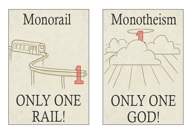 The monorail is built on the theory that there is (monotheism) only one rail, just like there's only one God in Heaven.